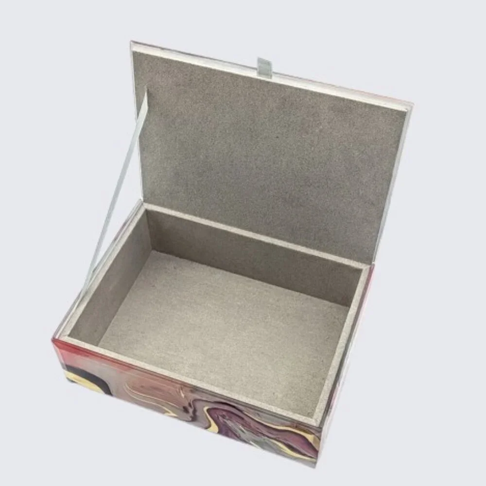 Tahari Home Marble Metallic Beveled Jewelry Box